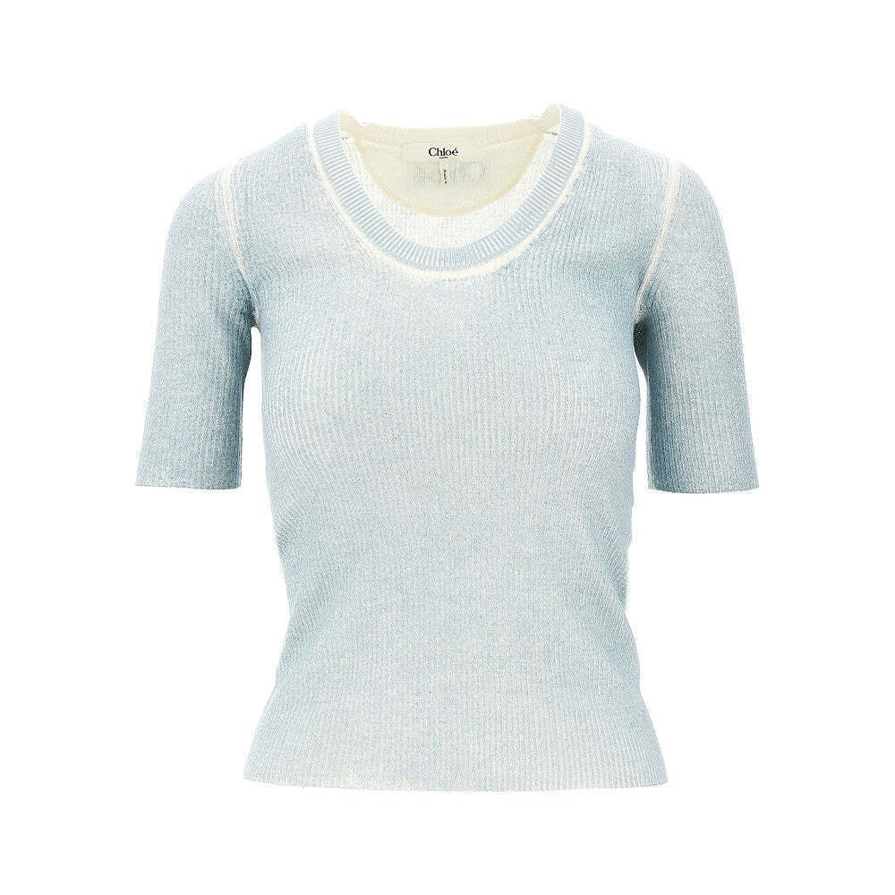 Chloe' Merino Wool Blend Short-Sleeved Sweater
